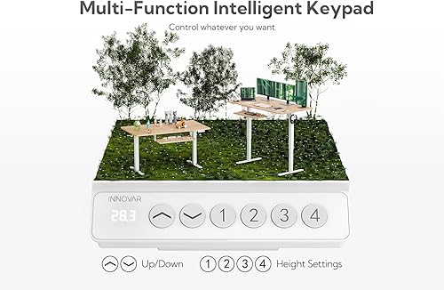 Miniatura 9 de Escritorio eléctrico de bambú de pie, escritorio ajustable de 48 x 24 pulgadas con bandeja para teclado, escritorio de oficina en casa con tablero