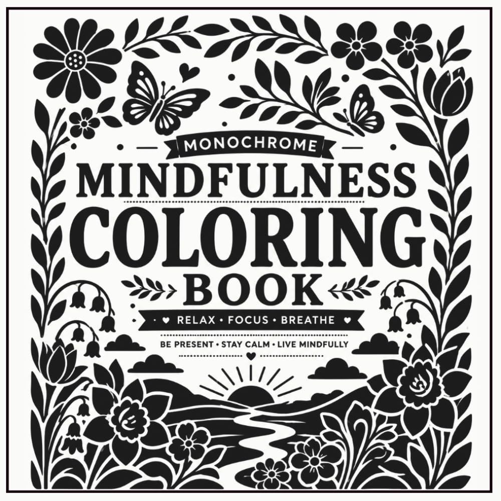 Monochrome Mindfulness Coloring Book: Mindful Words and Simple Monochrome Designs for Calm and Creative Coloring