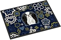 Vista 13 de Caroline's Treasures BB1449JMAT - Tapete de bienvenida de carlino negro, 24 x 36 pulgadas, tapete azul para puerta delantera, para interiores