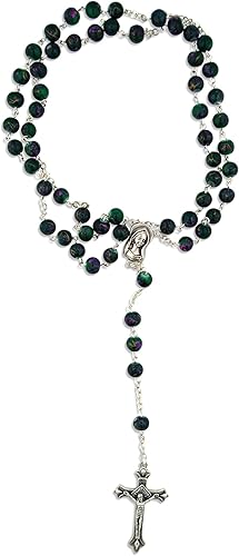 Vista 30 de Venerare Rosario católico de cuentas de vidrio - Multicolor
