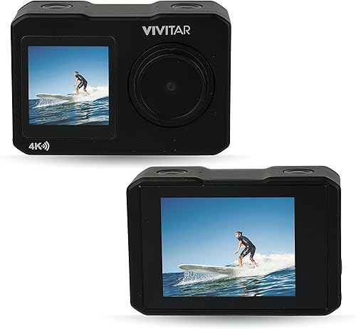 Vivitar EIS 4K 30FPS - Paquete de cámara de acción de 12 MP, cámara corporal impermeable de 98.4 ft, funda impermeable, transmisión Wi-Fi al