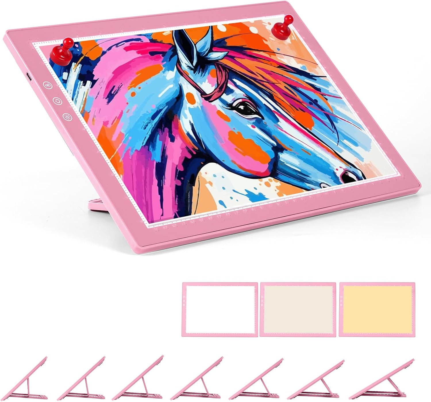 XVV Rechargeable Tracing Board, Ultra-Thin Light Pad with Stand, 2 Magnets, 3 Color Modes and 8 Levels of Brightness Adjustable Light Tablet for Drawing, Diamond Art, Sketching and Animation