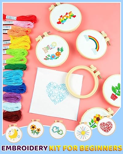 Miniatura 5 de Pllieay 10 kits de punto de cruz para principiantes, kits de bordado para principiantes para niños de 7 a 13 años, incluye instrucciones, kits de