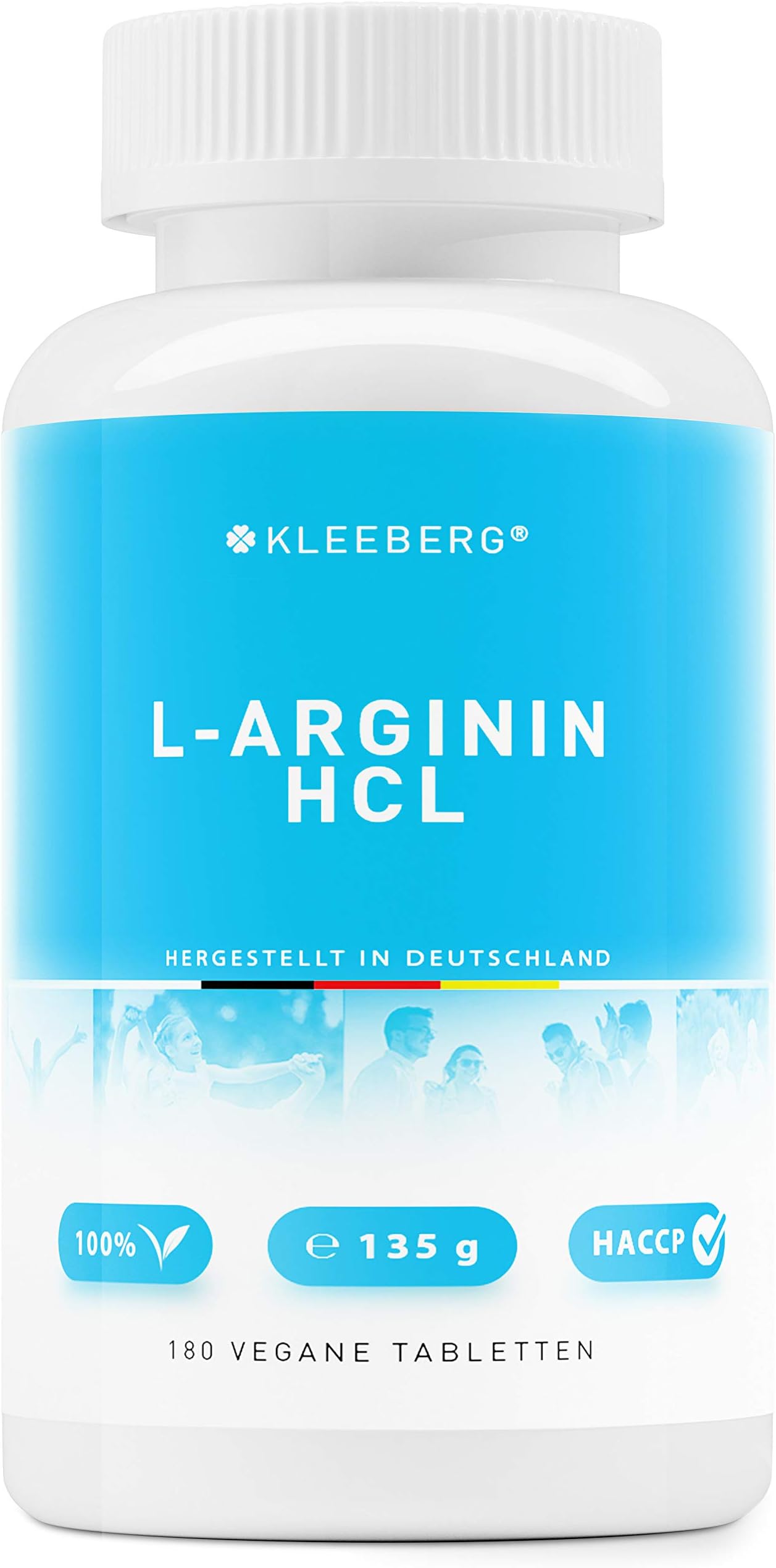 Kleeberg L-Arginine HCL, 180 Vegan Tablets 500mg per Tablet, 3000mg per Serving, Made in Germany