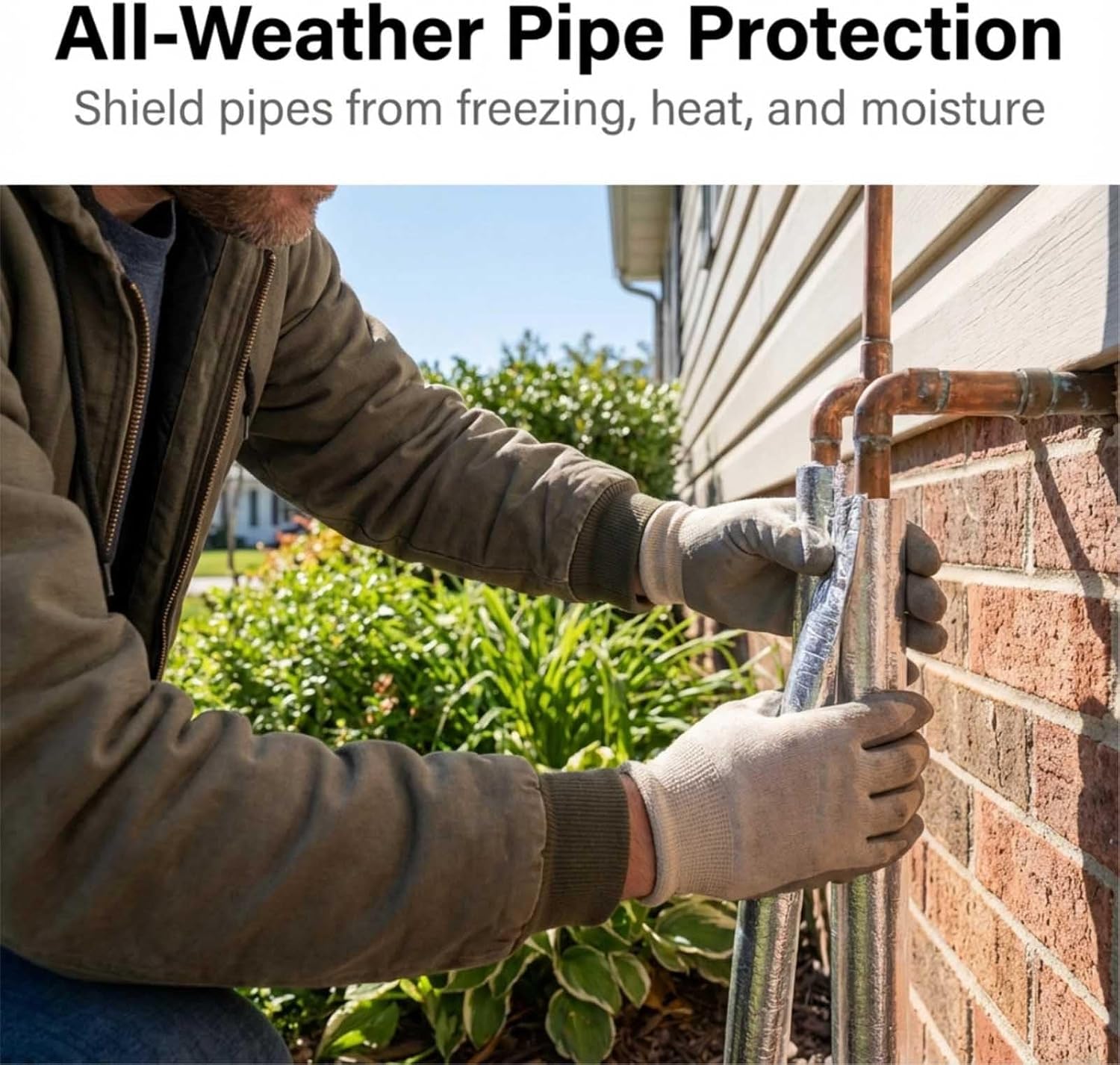 Waterproof Pipe Insulation，Aluminium Foil Self-Adhesive Foam Tube，Weatherproof Wrap Sleeve，Outdoor Water Insulation Tube，Hollow Tube Covers(ID114.0mmxT20mmx0.95m)