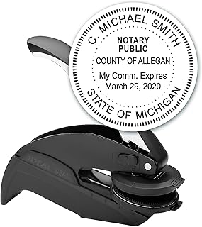 MaxMark Notary Seal Round Embosser for Michigan State - Includes Gold Burst Seal Labels (50 Count)