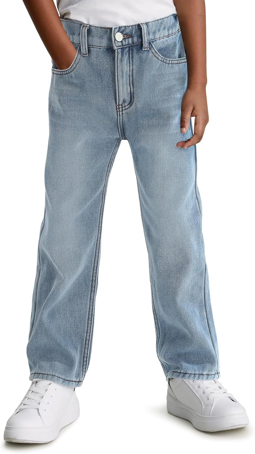 Haloumoning Boys Jeans Kids Fashion Fleece Lined Elastic Waist Denim Pants with Pockets 5-14 Years Haloumoning Boys Jeans Kids Fashion Fleece Lined Elastic Waist Denim Pants with Pockets 5-14 Years
