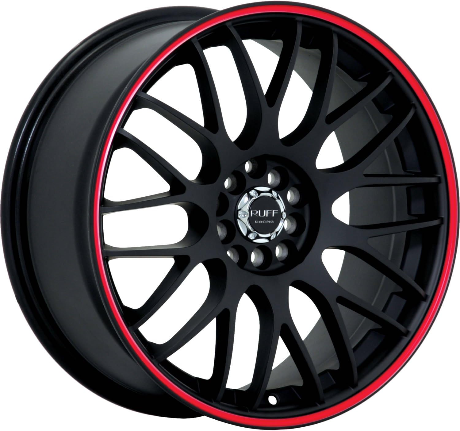 R355 Flat Black with Red Pin Stripe Wheel with Painted Finish (17 x 7.5 inches /5 x 100 mm, 40 mm Offset)