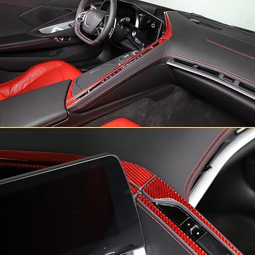Miniatura 7 de Kit de decoración para decoración de interiores con interruptor de CA de fibra de carbono real suave 3D compatible con Corvette C8 Stingray Z06 Z51