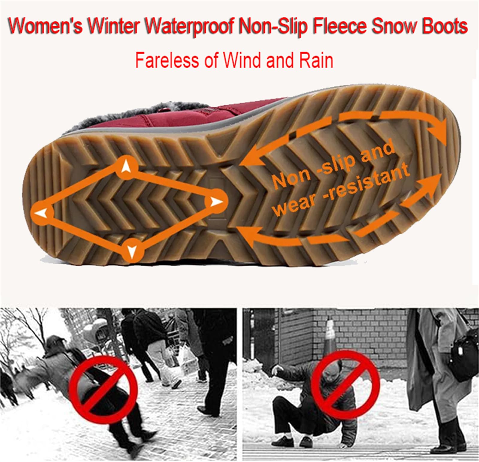 Botas de nieve de invierno para mujer, impermeables, antideslizantes, con forro de piel cálida, botas de invierno cómodas para exteriores