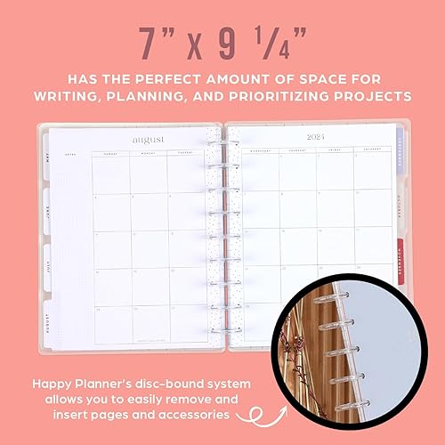 Miniatura 6 de Happy Planner - Agenda de 12 meses, de enero de 2024 a diciembre de 2024 diaria, semanal, mensual, tamaño clásico, diseño de fe, tema de peonía y