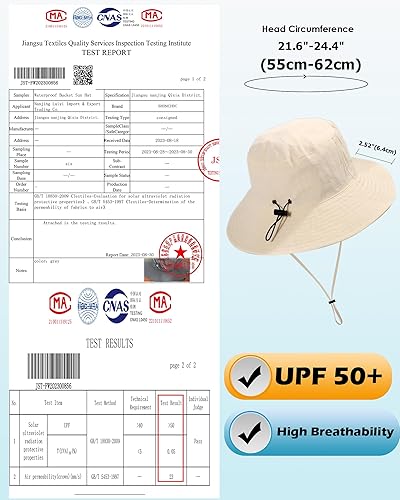 Miniatura 6 de Sombrero impermeable para el sol UPF 50+, protección UV, plegable, para mujeres y hombres, gorra ligera de verano para senderismo al aire libre