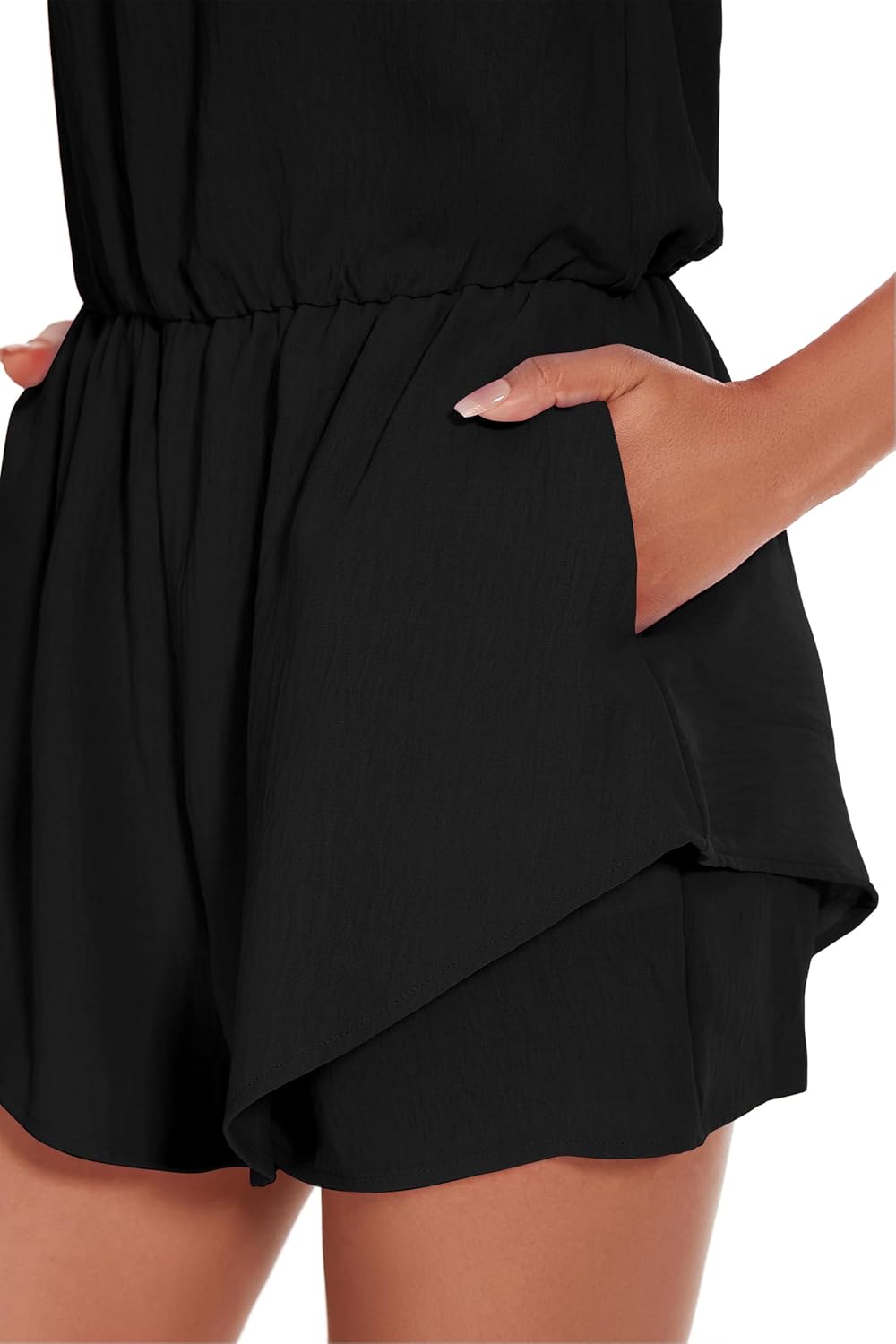 Women Rompers for Summer Dressy Strapless Romper Ruffle Shorts Jumpsuit Trendy Vacation Beach Outfits 2025 - Image 5