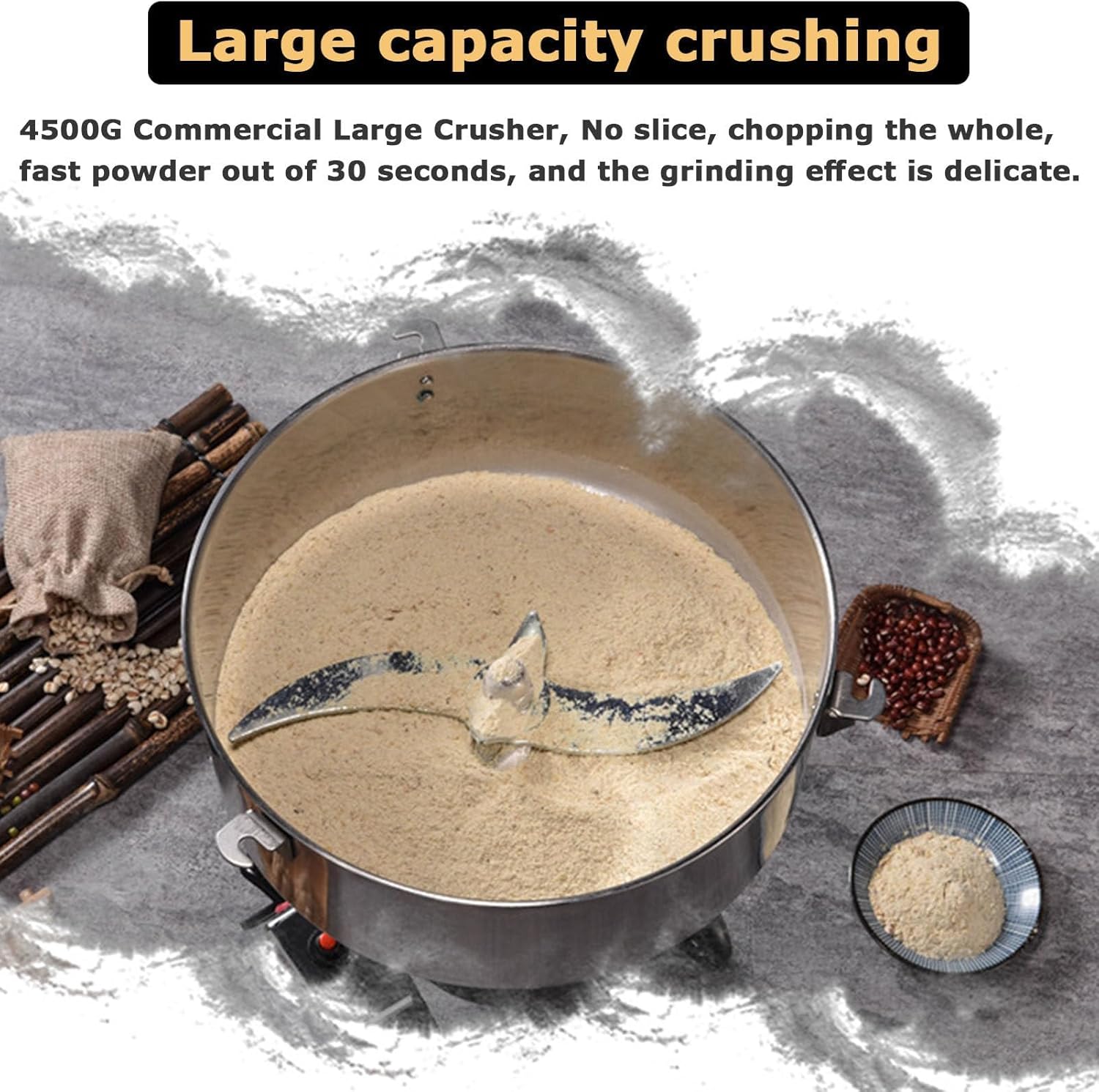 Commercial Spice Grinder, Electric Grinder 4500G, with 6 S and Overload Protection, for Dry Spices Herbs Coffee Seeds Pepper