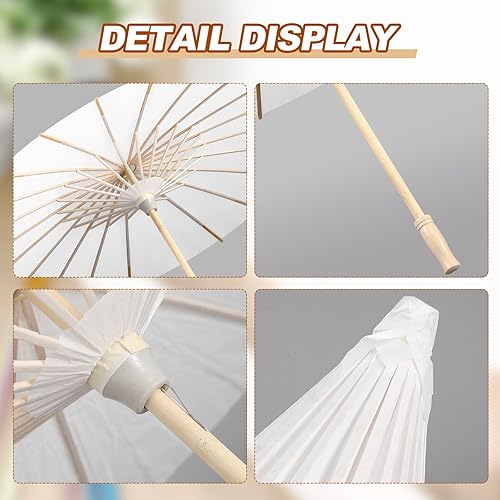 Miniatura 3 de Sanwuta 8 Pcs 23.6 Inch Paper Umbrella Chinese Japanese Handmade Oil Paper Parasol DIY for Wedding Bridal Party Photo Props