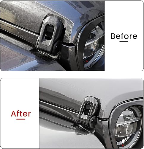 Miniatura 4 de Unifizz Cubierta de fibra de carbono para soportes de bloqueo de capó de automóvil para Wrangler JL JLU 2018-2021 y Gladiator JT 2018-2021