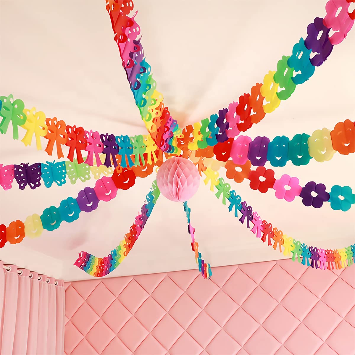 YUTOU 5pcs Colorful Paper Garland Set - 3m Each, Multicolor, Straight, Party Decoration for Birthdays Weddings, Carnivals - Image 4