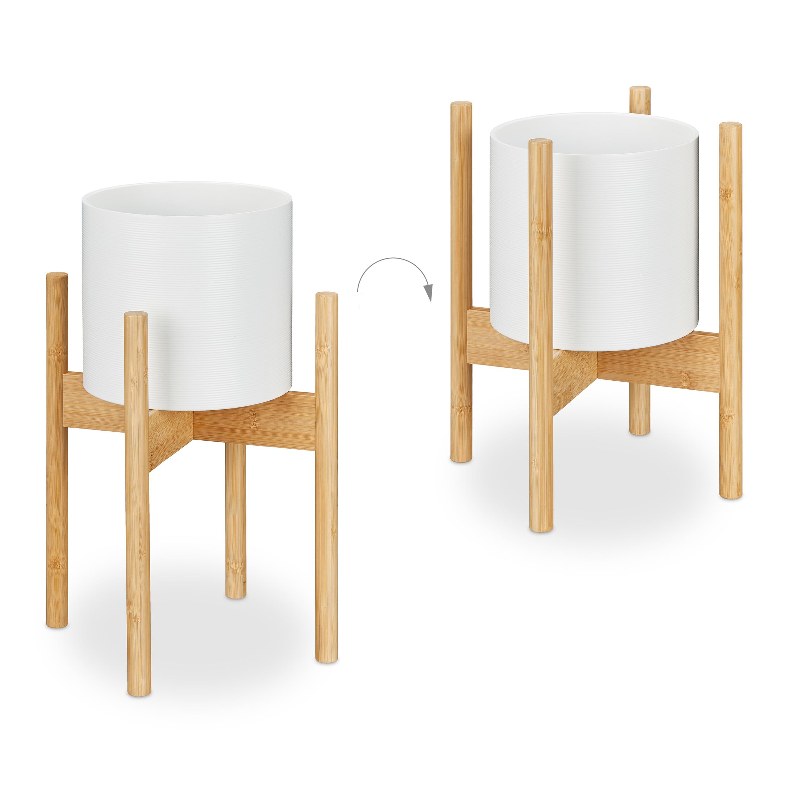 Relaxdays Supporto per Fiori e Piante in Vaso da D: 29 cm, Set da 3 Portavasi, Fioriere da Interno, in bambù, Naturale