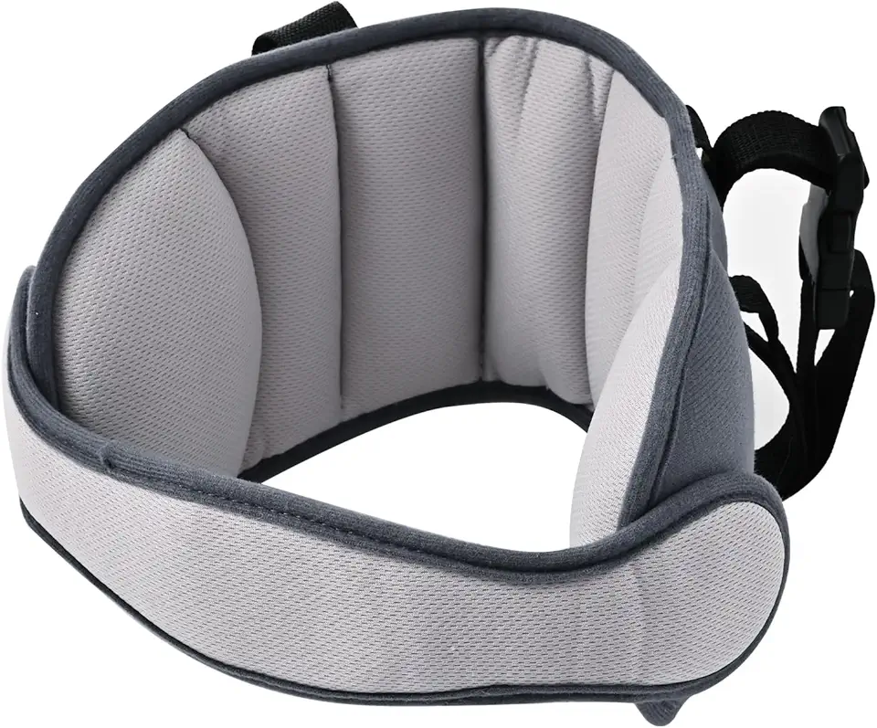 Kids Car Seat Head Support Band, Adjustable Child Carseat Head Holder Head Strap, Safety Car Seat Neck Relief Strap, Breathable Head Neck Pillow Support – Baby Travel Accessories, Dark Grey