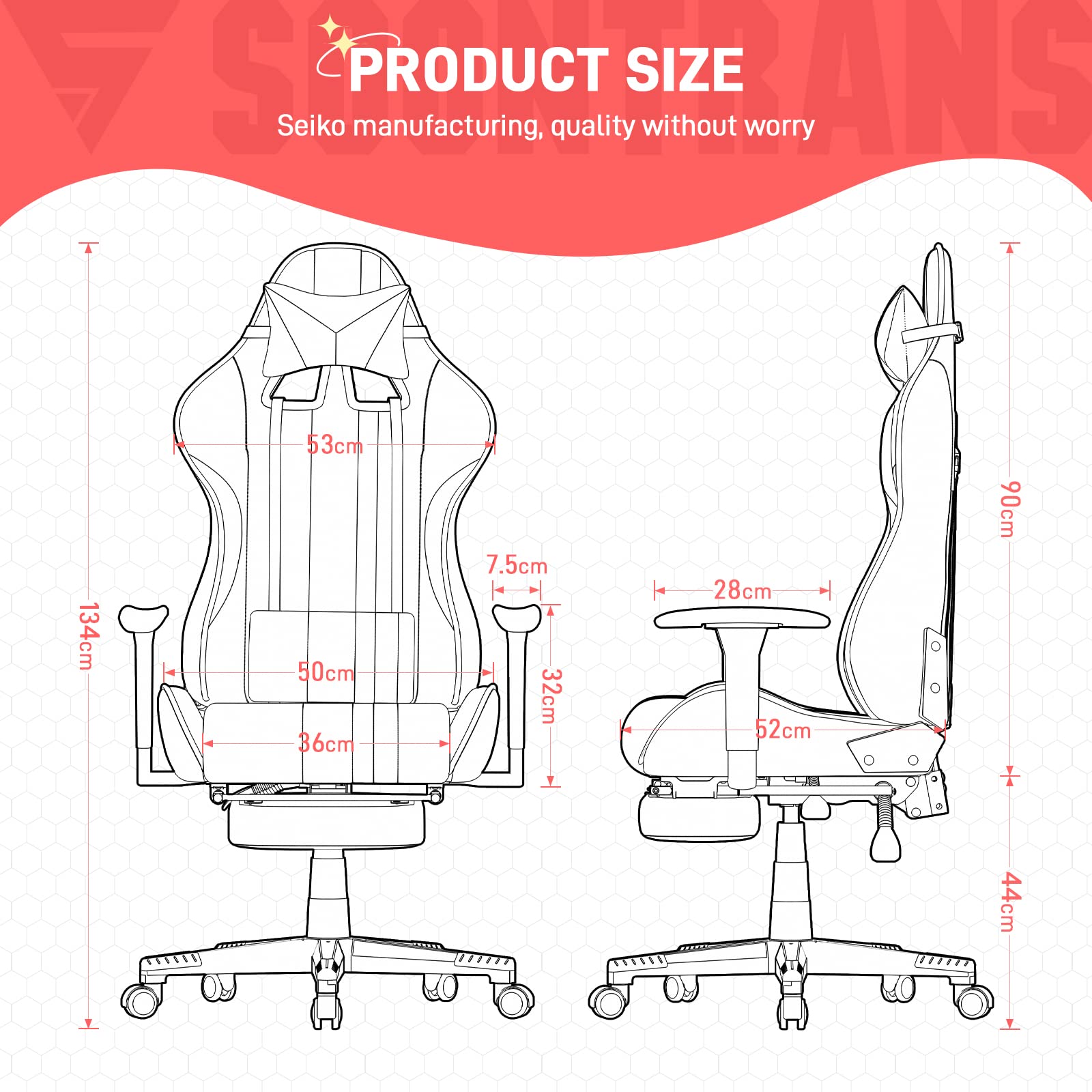 Soontrans Sedia da Gaming Massaggiante, Ergonomico Sedia Gaming con Supporto Lumbare Massaggio Vibratorio & Poggiapiedi & Poggiatesta, Poltrona da Gaming per Youtube Livestreaming Xbox (Grigio)