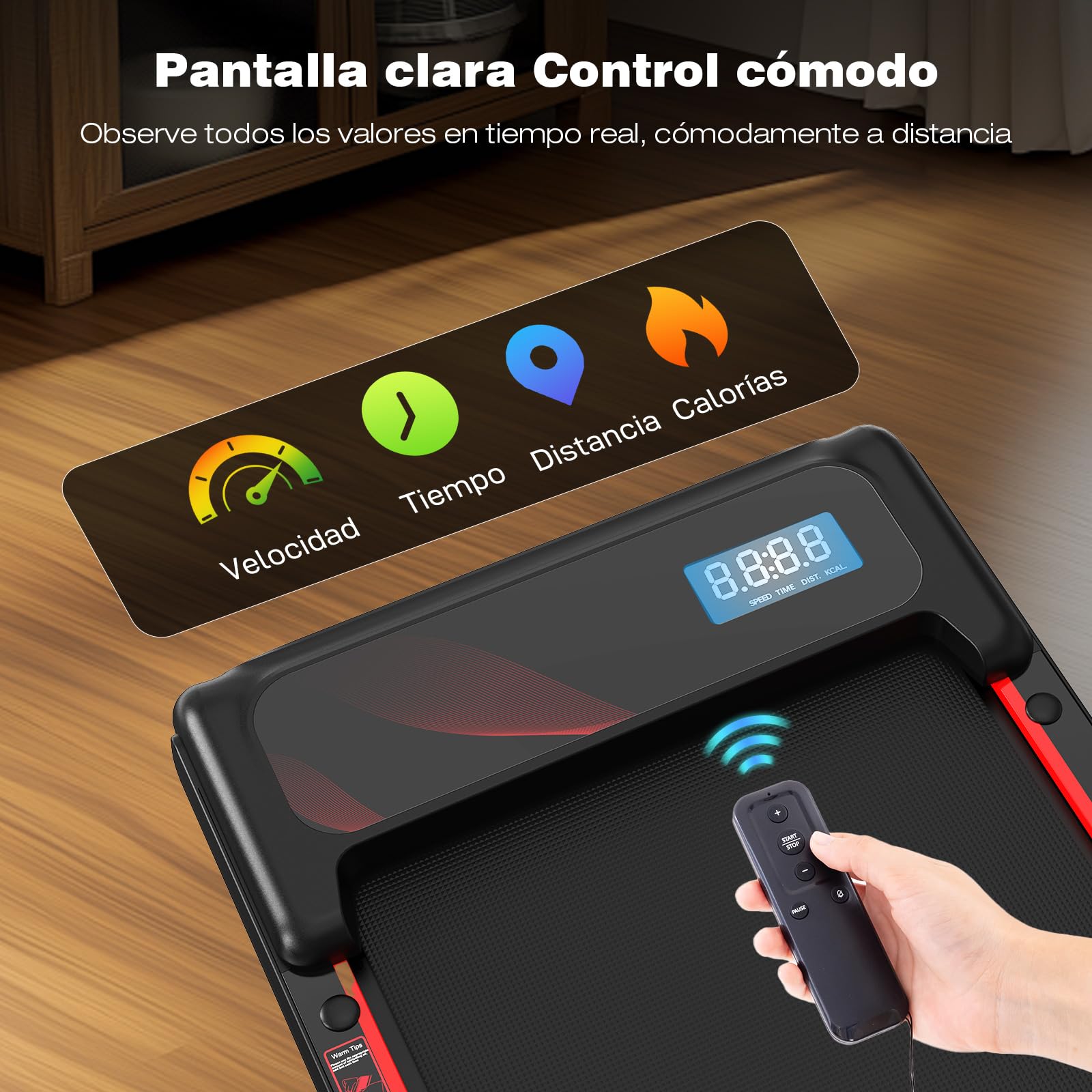 Cinta de Correr, Cinta de Correr con Barandilla Desmontable, Walking Pad 3 Niveles Inclinación, Soporte Tableta, Motor Silencioso