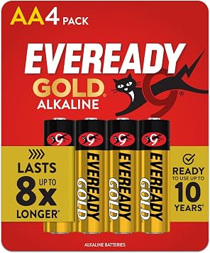 Eveready Gold Alkaline Batteries AA, 4-Count
