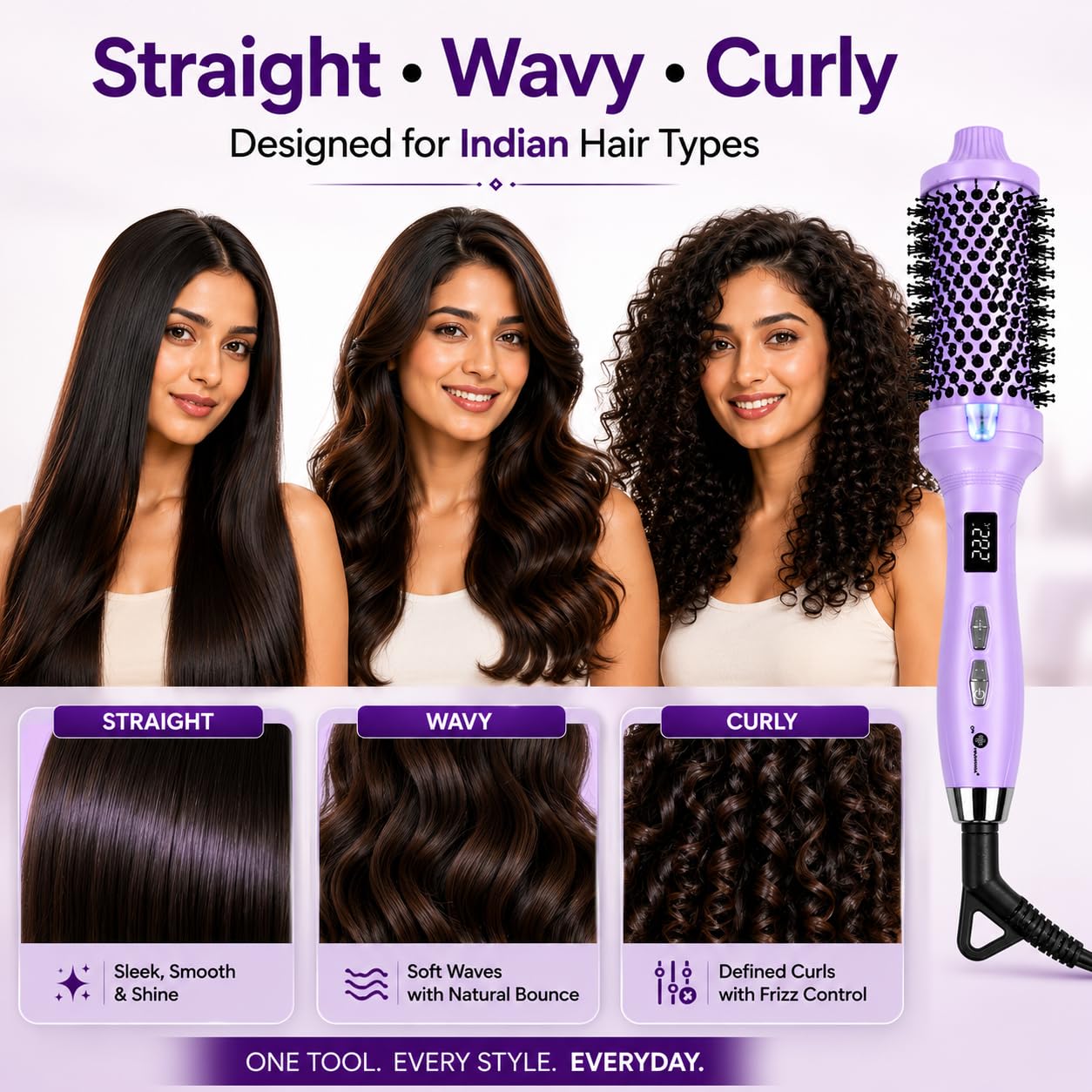 K2P Professional DYNAMIQUE Dual Brush | Hot Air Hair Brush for Straightening, Inward & Outward Hair Setting | Lightweight Salon Hair Styler for Smooth, Voluminous Hair 4