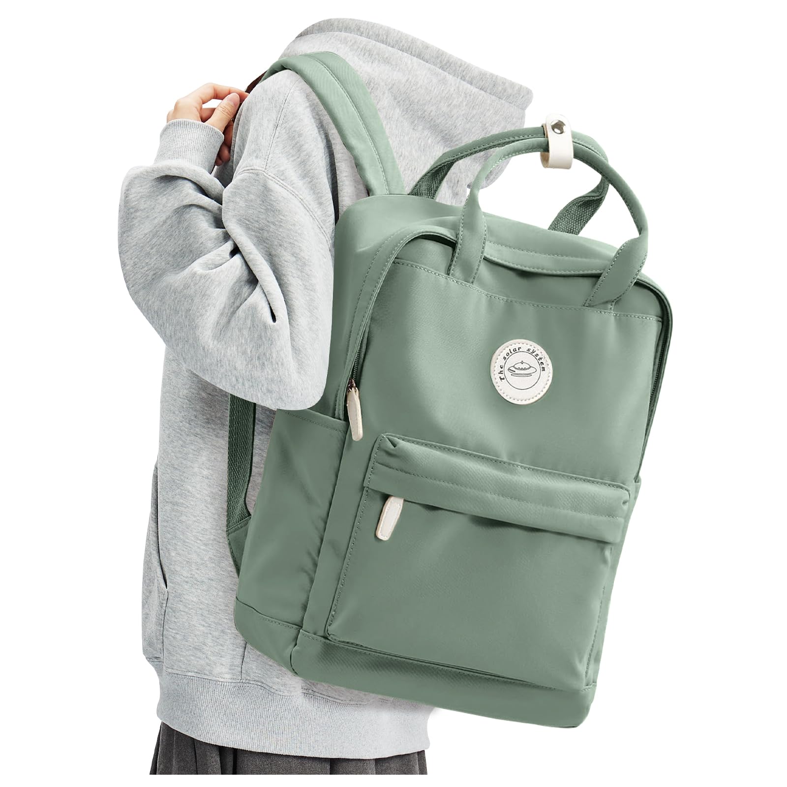 Large Light Green School Backpack for Women Teen Girls, Bookbag College Student Backpack for School Men Boys, Mochilas Escolares Casual Daypack