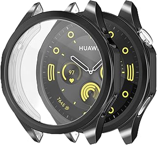 جراب حماية مزودة بطبقة زجاجية واقية + إطار من البلاستيك الصلب متوافق مع ساعة هواوي جي تي 4 مقاس 41 ملم من نيكست ستور - (لون أسود)