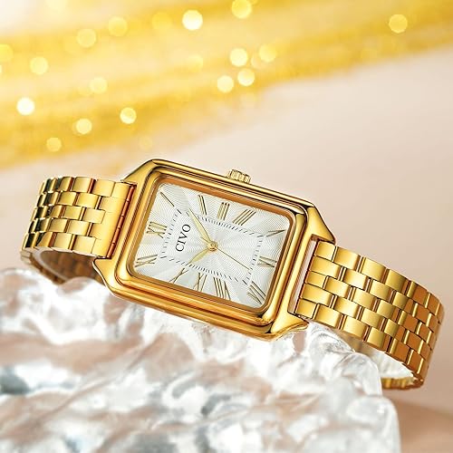 Miniatura 3 de CIVO Watches for Women with Small Wrists Vintage Quartz Bracelet Watch with Roman Dial - Gold Three-Hand Stainless Steel Watch - Gifts for