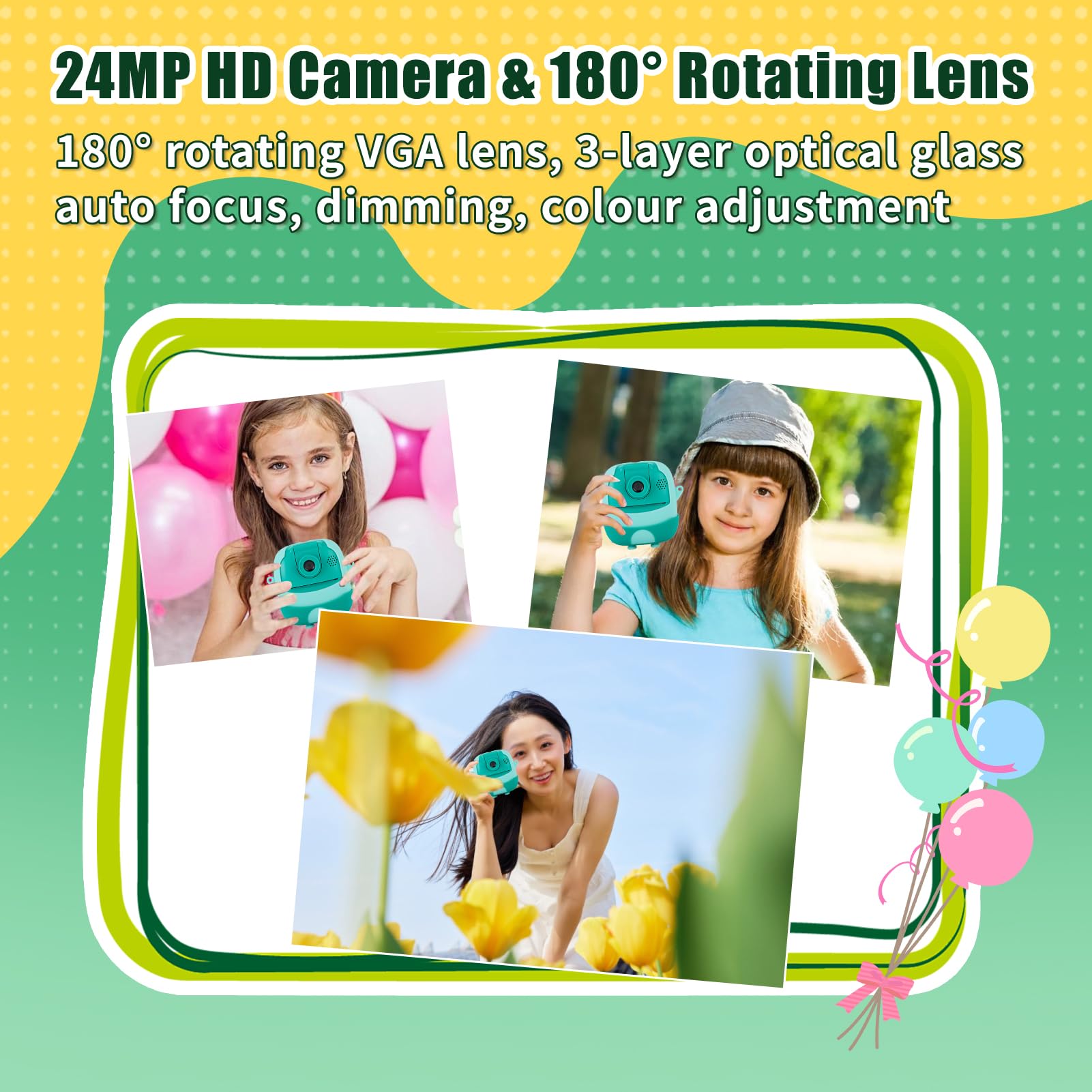 Ukuu Appareil Photo Instantané Pour Enfant, 2 Pouces 1080P Avec 3 Rouleaux De Papier à Imprimer