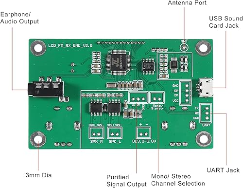 Miniatura 6 de Módulo receptor de FM digital, módulo receptor de radio, placa estéreo digital, pantalla LCD DSP PLL 76.0MHz-108.0MHz