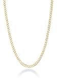 Italian Solid 18k Gold Plated 925 Sterling Silver Two Tone 3.5mm Diamond Cut Cuban Link Curb Chain Necklace for Women, Made in Italy