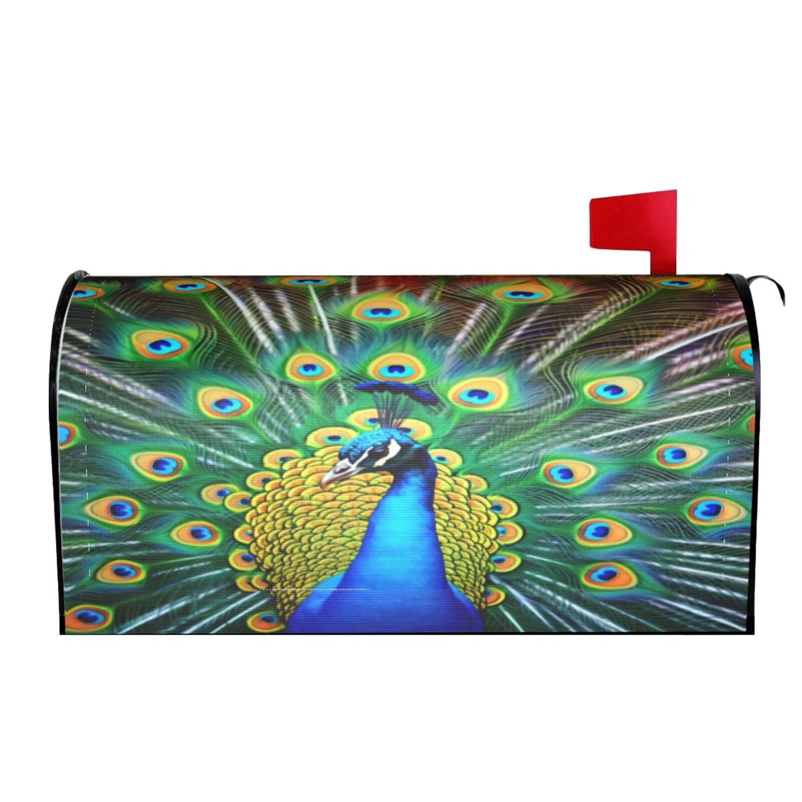 Peacock Feather Bird 01 Mailbox Covers Magnetic Wraps Post Letter Box Cover Garden Home Decor