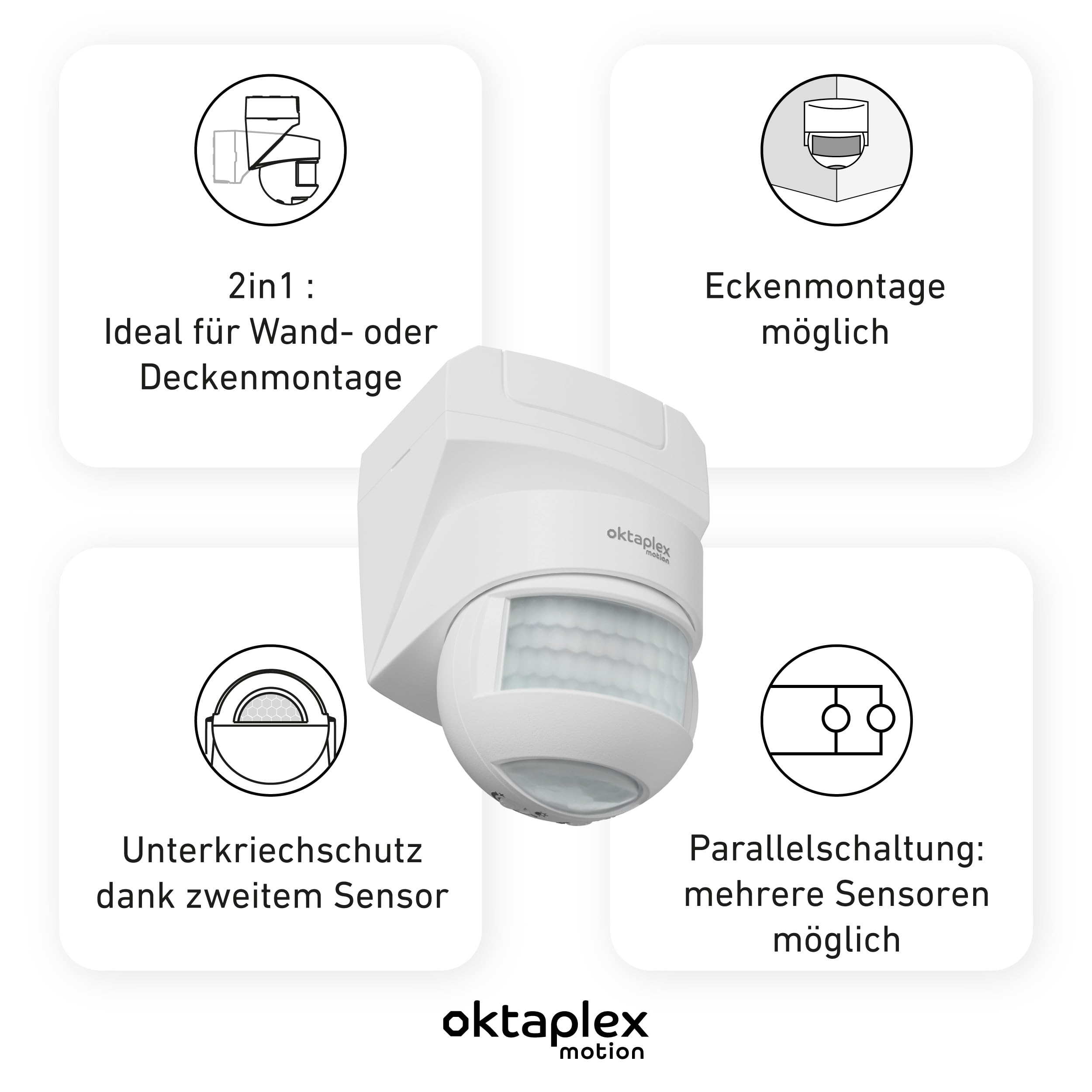 Oktaplex Lot de 2 Lea détecteur Infrarouge Plafond extérieur