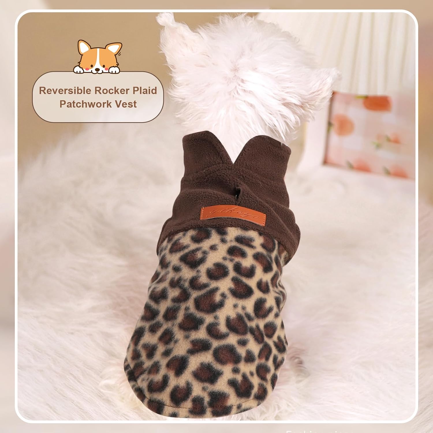 Dog Sweaters for Small Dogs Boy Girl, Leopard Chihuahua Fleece Dog Sweater Vest, Stretchy XSmall Puppy Sweater Pet Clothes, Teacup Yorkie Sweater Doggie Clothes, XXS, Leopard