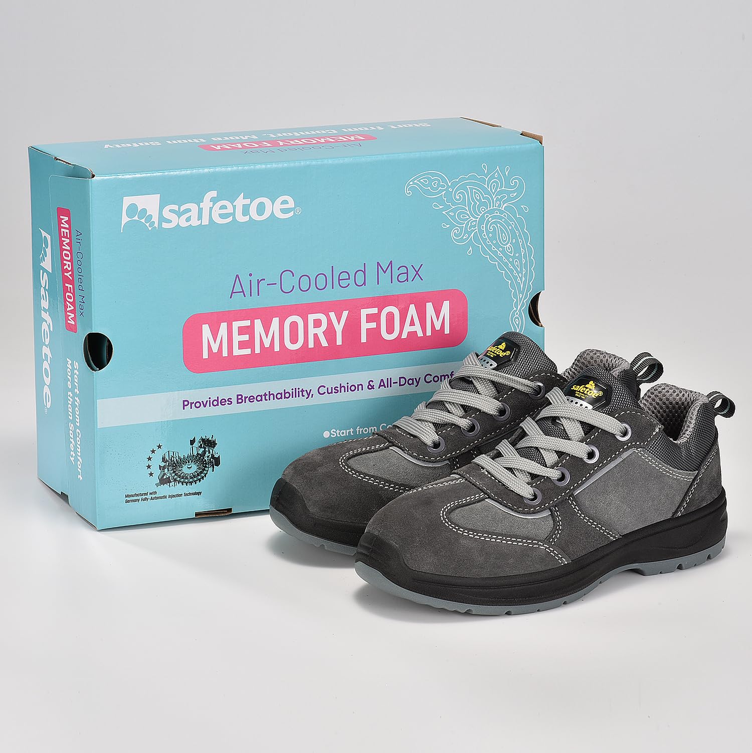 SAFEYEAR Stivali da lavoro leggeri da donna, neri Site Lady senza lacci Dealer scarpe da ginnastica di sicurezza, 4E Wide Fit Composite Toe Cap, pelle impermeabile S3 resistente, comoda soletta in gel