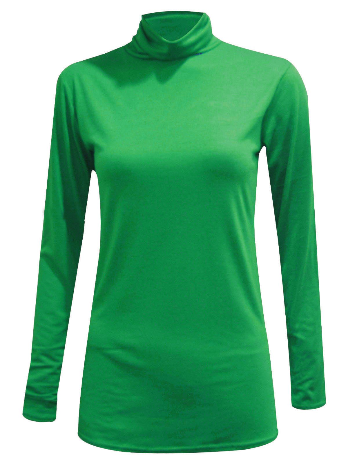 METLUQ M0D4 Ladies Plain Polo Long Sleeve Roll Neck Turtle Jumper Top 8-26