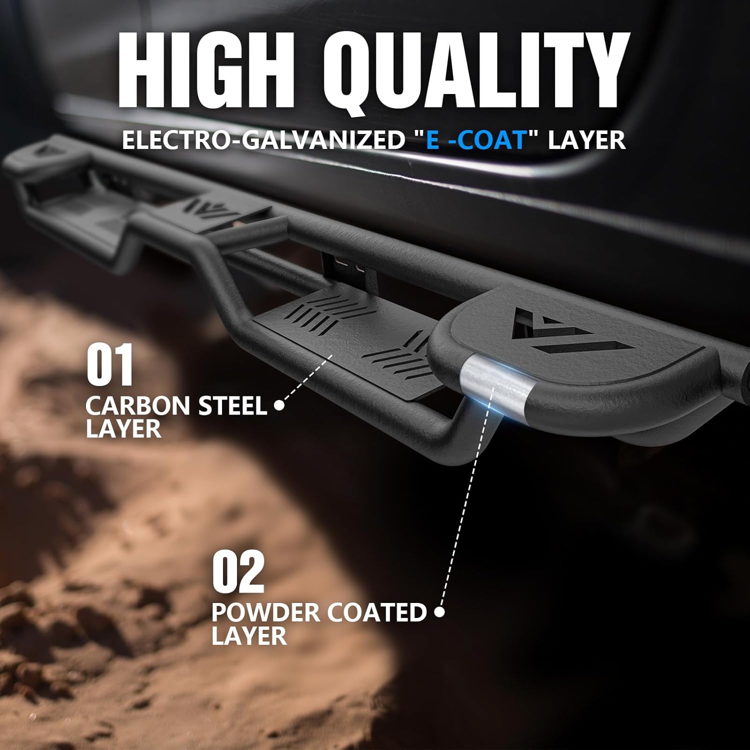 Three Raised Steps, Crew Cab Running Boards Compatible with 2019-2026 Chevy Silverado & GMC Sierra 1500, 2020-2026 Chevrolet Silverado/Sierra 2500 3500 HD Side Step (Excl 2019 1500 LD/Limited)