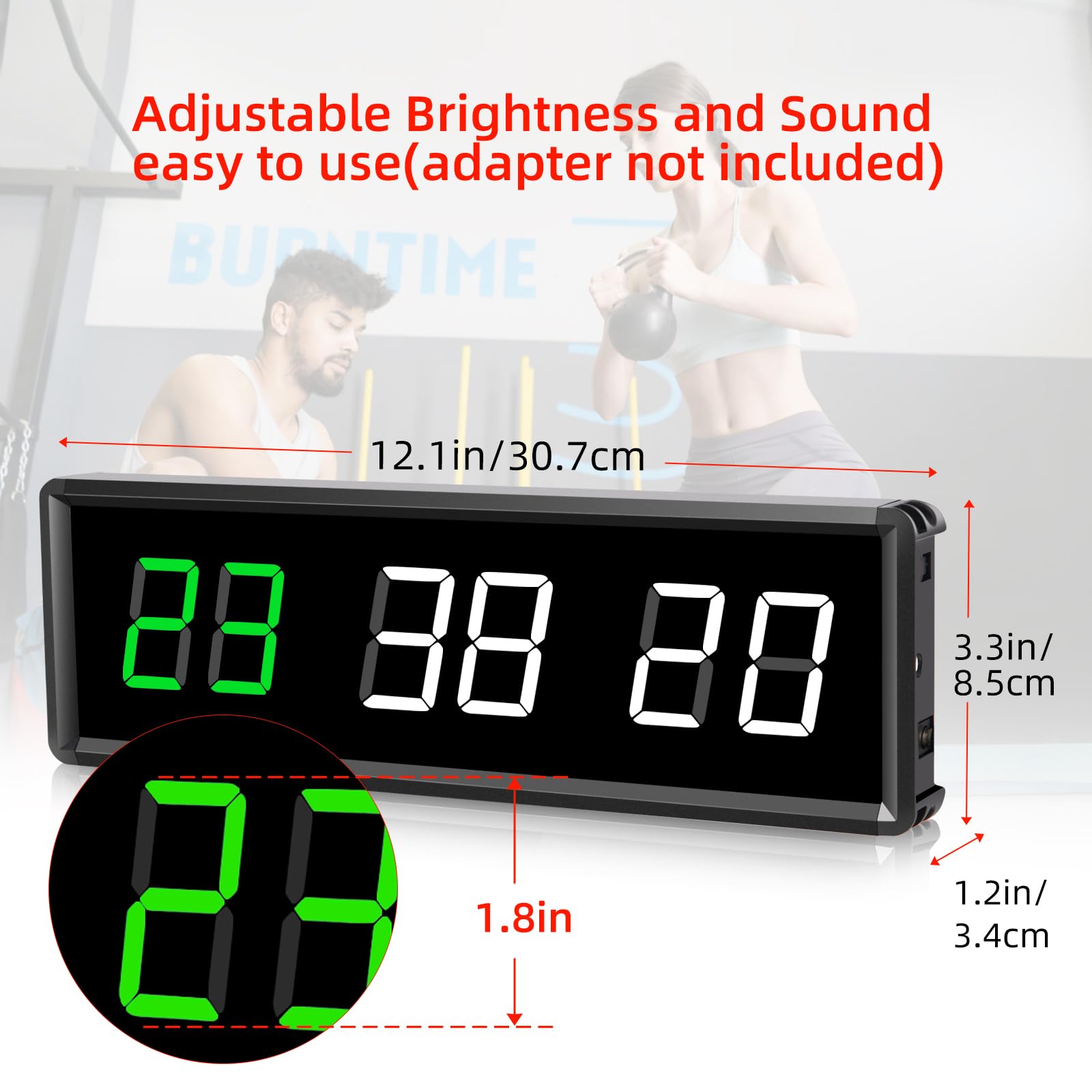 PELLOR Fitness Timer, 1,8 Zoll Tragbare LED Gym Timer, Countdown/UP, Intervall Mit Stoppuhr, Einstellbare Helligkeit, Trainings Mit Fernbedienung für Home Gym