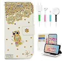 Vista 7 de STENES Bling - Funda tipo cartera compatible con iPod Touch de 7ª generación (2019), elegante, diseño 3D hecho a mano de libélula y mariposa, funda