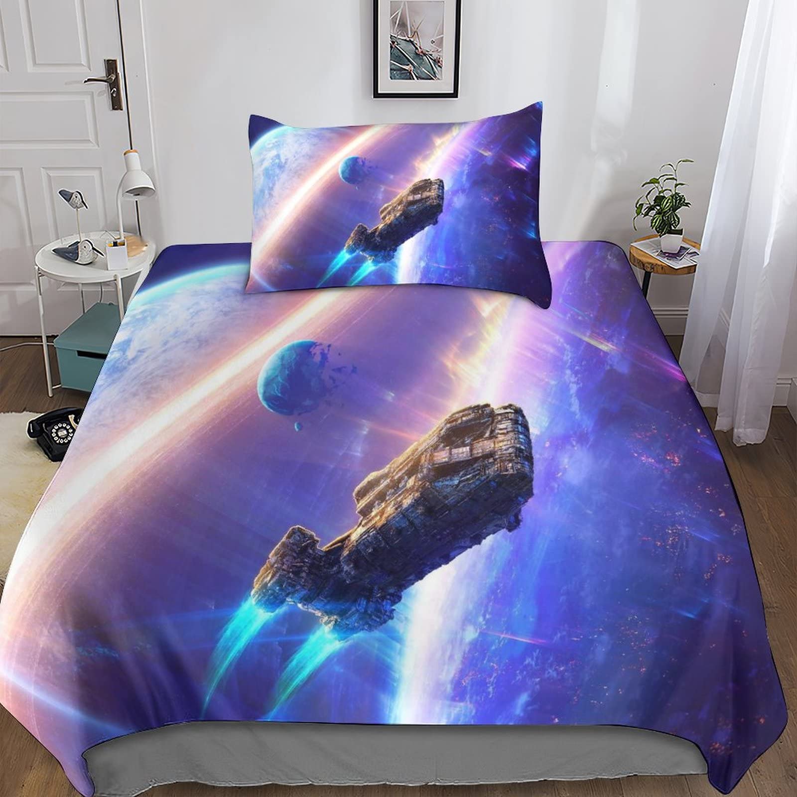 Housses de couette Space Ship 3D parure lit simple microfibre adulte enfant