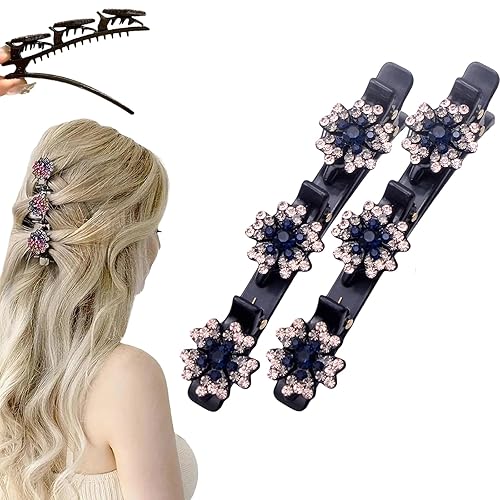 Miniatura 26 de Pinzas de pelo trenzadas con piedras de cristal brillante para mujeres y niñas, 2025 nuevas pinzas de pelo con strass, bandas de pelo fácilmente Con