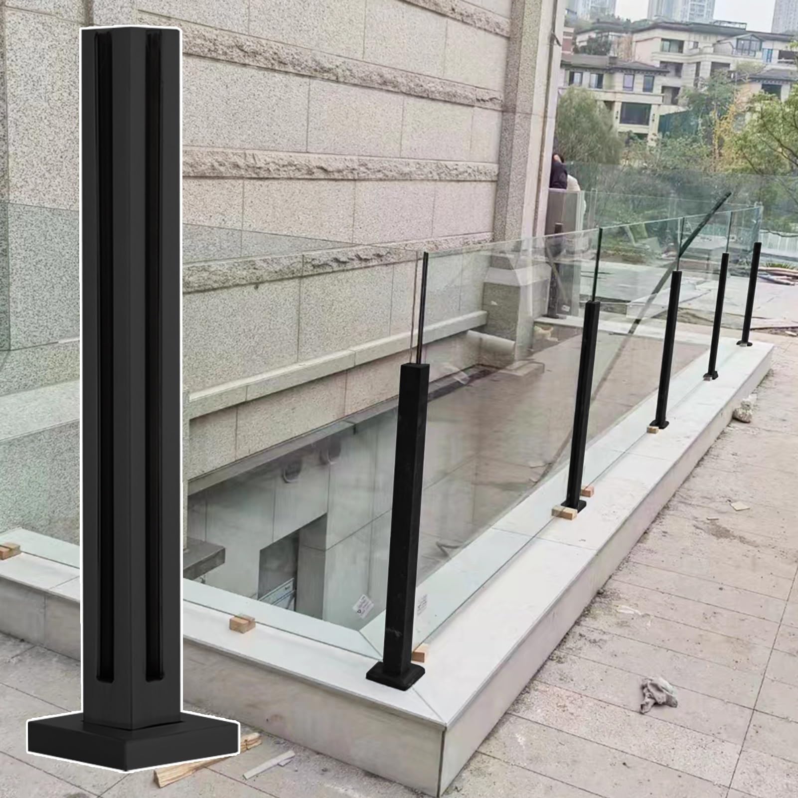 Balustrade de terrasse 1012 mm avec clips de poteau et balustres réglables