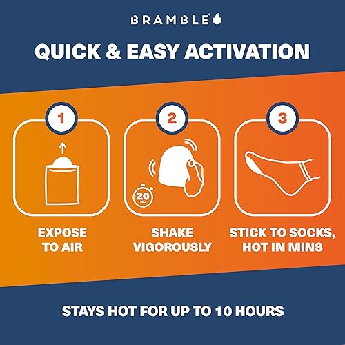 Miniatura 3 de Bramble 80 calentadores de dedos adhesivos para pies (40 pares) | Calentadores de pies de larga duración con hasta 10 horas de calor | Calentadores