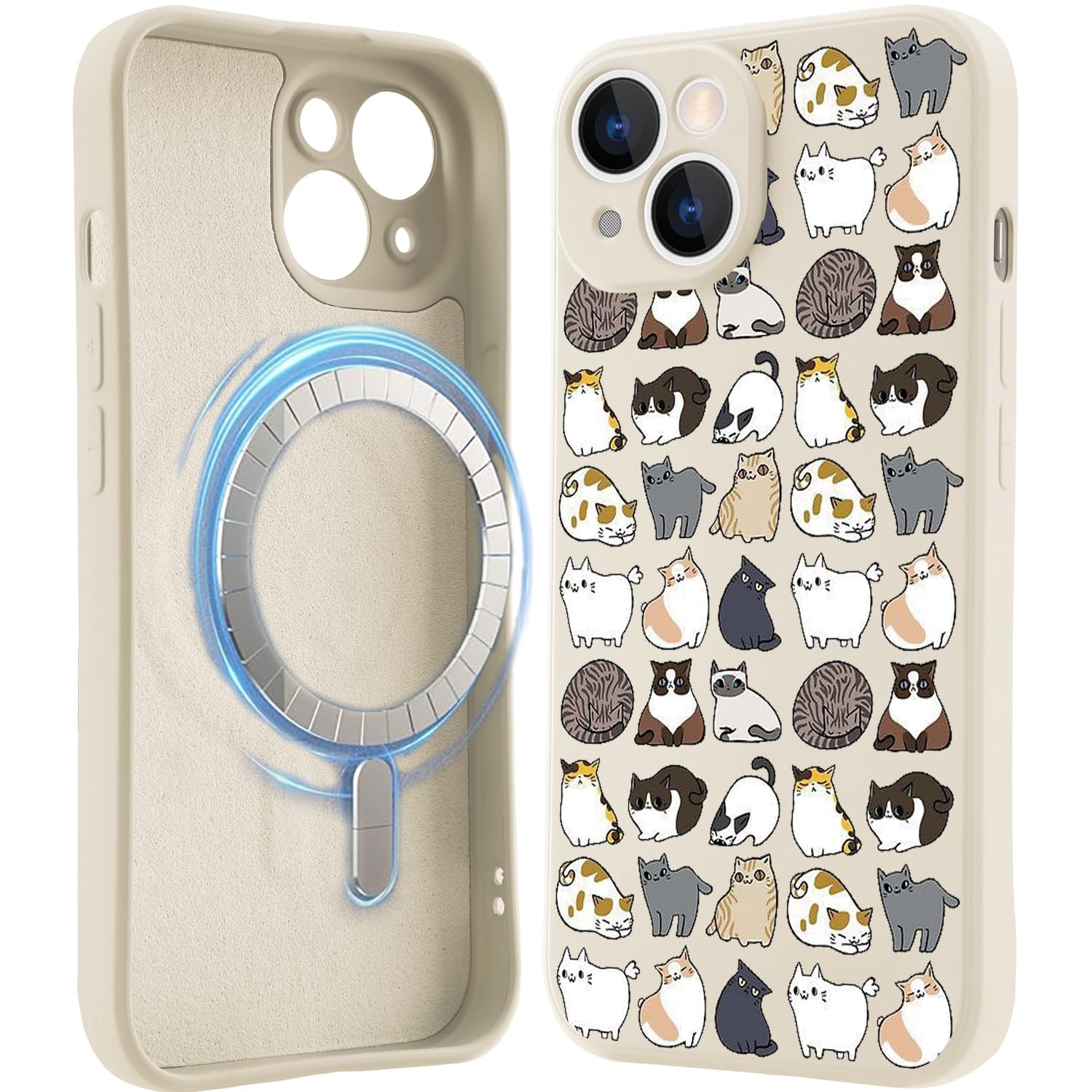 Coque iPhone 14 magnétique silicone chat antichoc microfibre - 8
