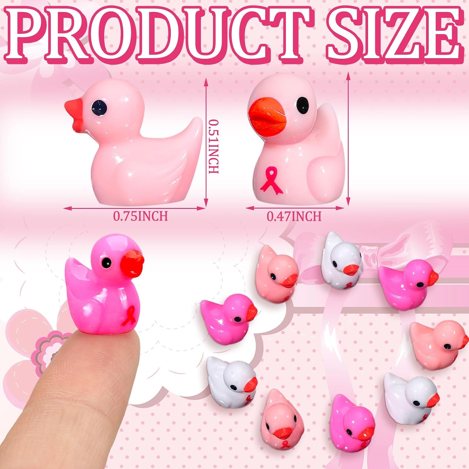 100 Pcs Mini Breast Cancer Resin Ducks, Pink Ribbon Ducks, Breast Cancer image 3