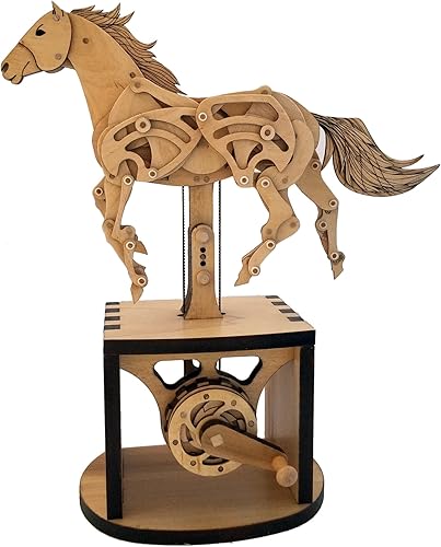 Abong Modelo de automatización de caballos mecánicos 3D Wood Craft  221 piezas de cortes precisos de madera contrachapada  Incluye un libro de