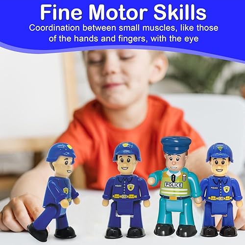 Miniatura 8 de FUNERICA Figuras de juguete de oficial de policía - 4 figuras detalladas de policía y jefe de policía - Figuras de acción imaginativas para niños