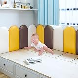 OUGPIU Panneaux Rembourré Rembourrés Muraux 3D de Coussins Mural, Panneaux de Protection Anti-Collision Autocollants, Décoration Murale Lit Tour de tête Ovale, 20x40cm - 2